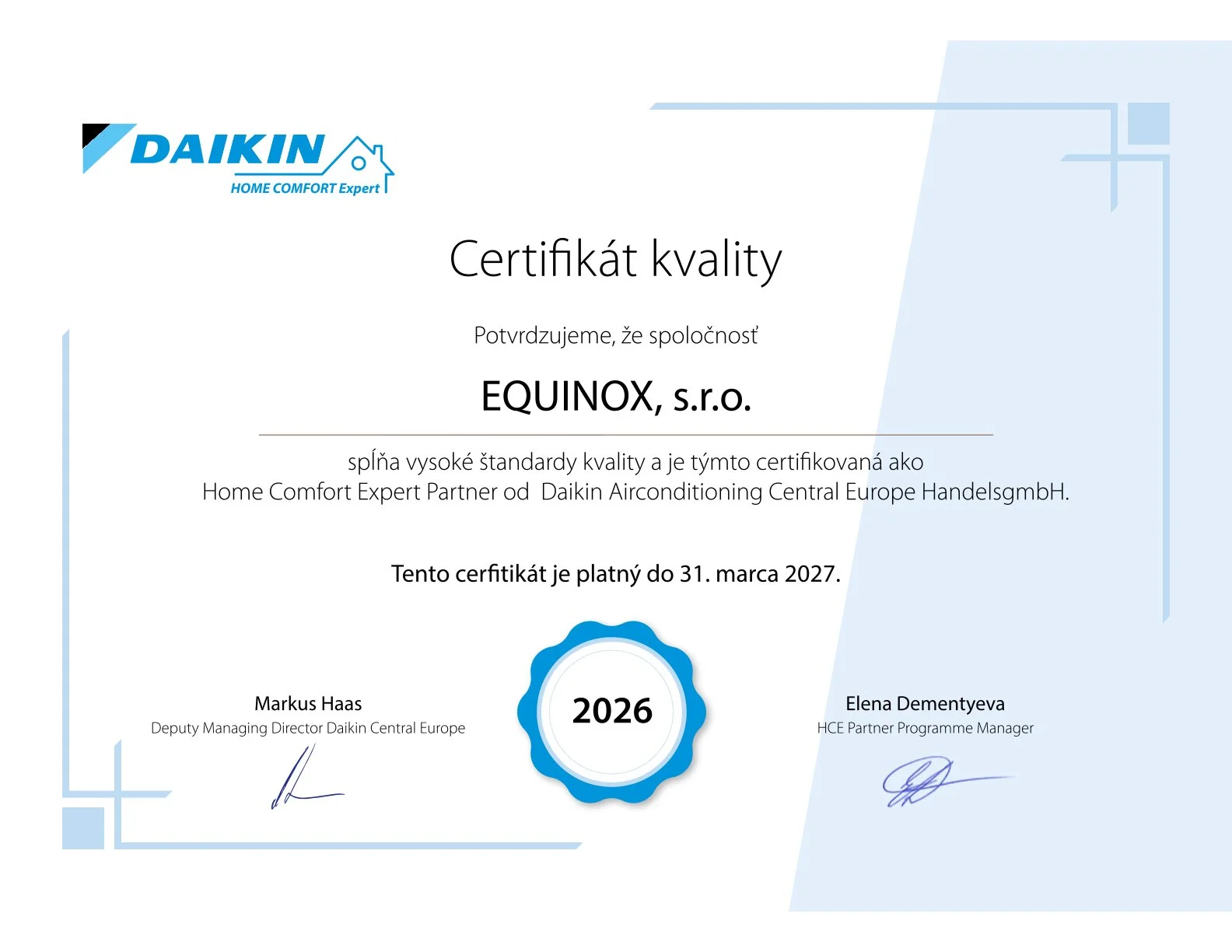 Daikin Home Comfort Expert 2026