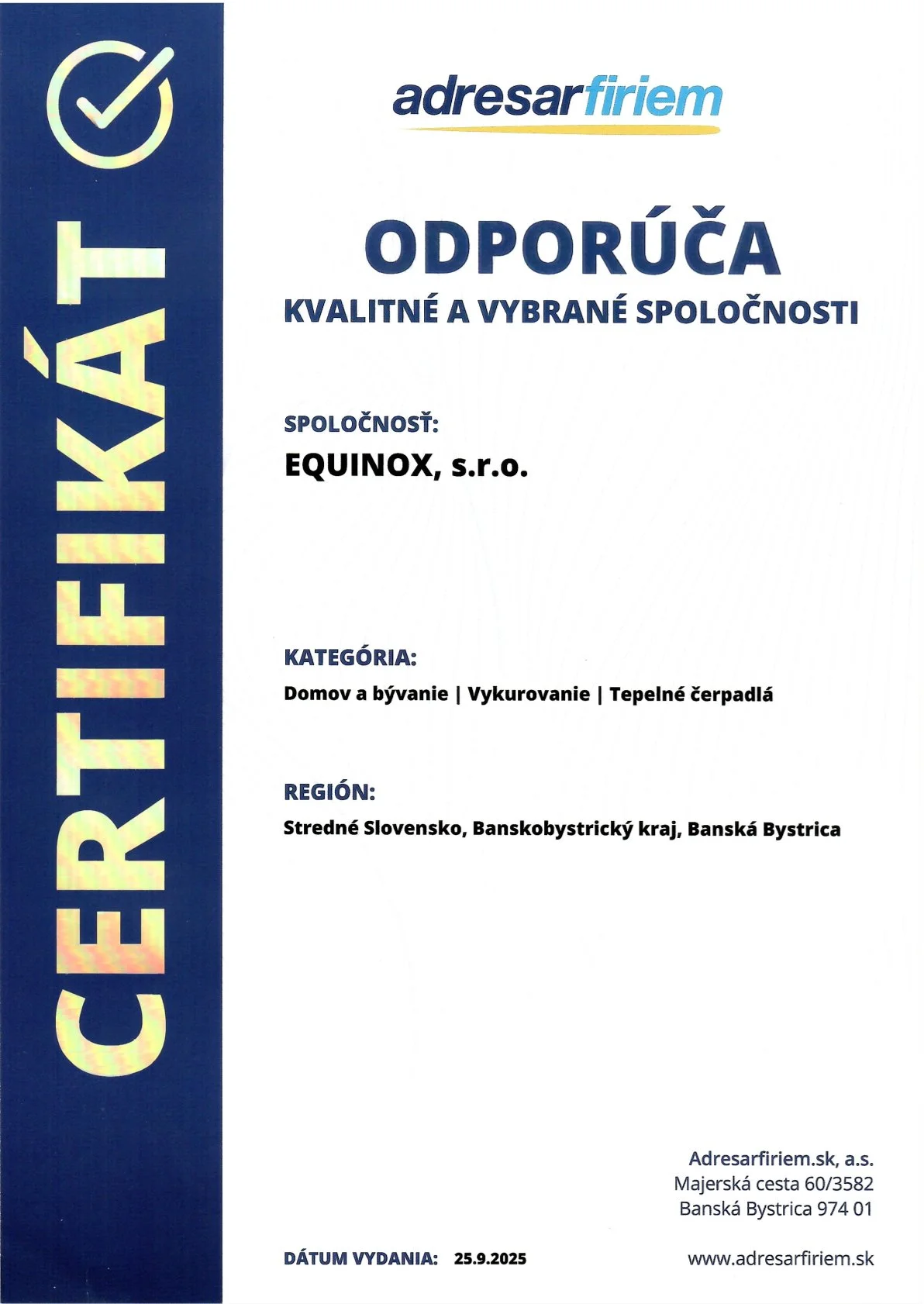 Adresár firiem – Odporúča