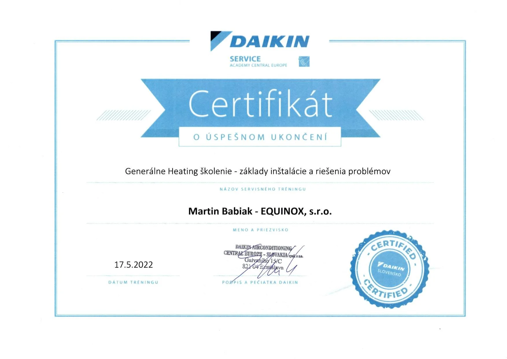 Školenie Daikin