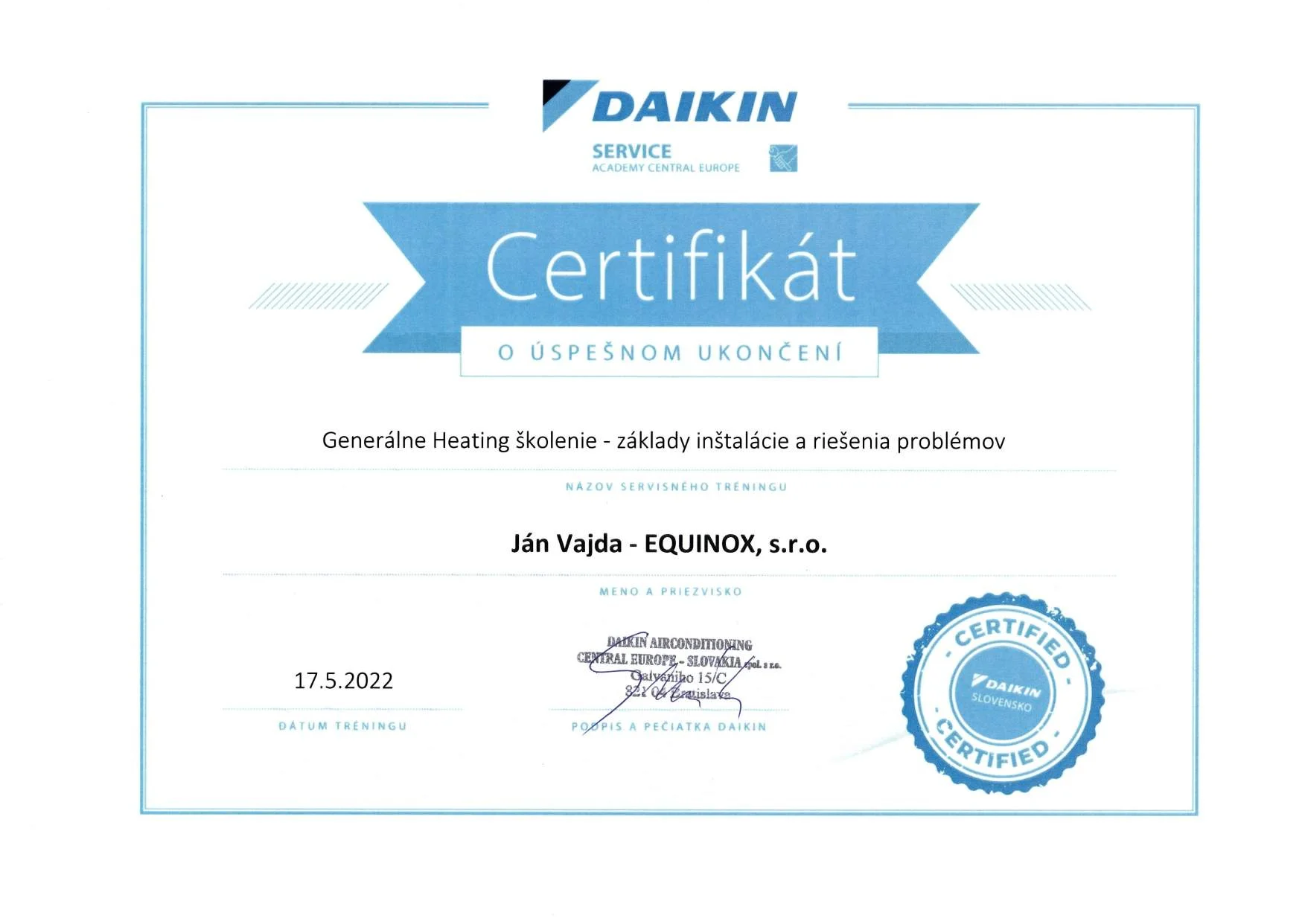 Školenie Daikin